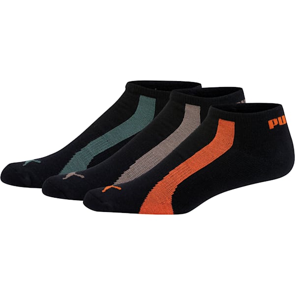 Men's No Show Socks [3 Pack], BLACK / ORANGE, extralarge